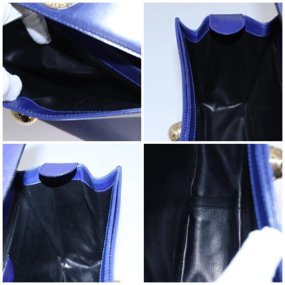 CELINE Hand Bag Leather Blue Gold Auth BD984 - Picture 16 of 16